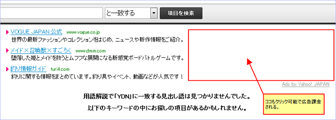 クリック可能領域が必要以上に広すぎるリスティング広告