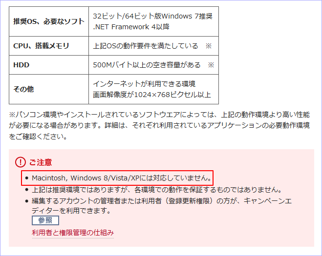 推奨環境と設定【キャンペーンエディター】